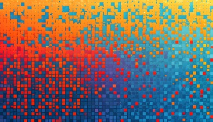 Wall Mural - Abstract Pixelated Dots and Squares Background in Evaporating Halftone Design