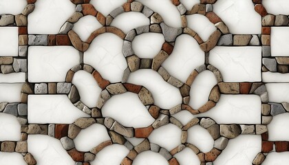 vintage panorama of seamless wall brick pattern on white background