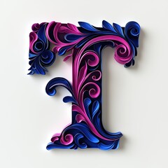 Wall Mural - Colorful 3D Letter Design in Fuchsia and Cobalt