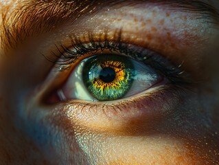 Wall Mural - Close-Up of a Captivating Green Eye