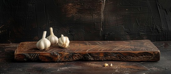 Poster - Garlic On A Wooden Board