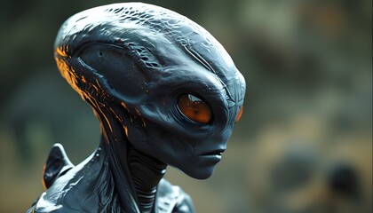 Close-up of an alien humanoid amidst a galactic invasion