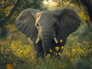 Wall Mural - Majestic African Elephant in Lush Savanna