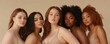 © NK - diverse group of women in neutral tones, studio portrait. beauty and diversity concept