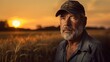 © Dakota Visions - Portrait of a 60 year old farmer in a wheat field at sunset