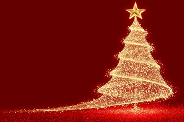 glittering christmas tree made of golden lights on a red background evoking festive joy and holiday 