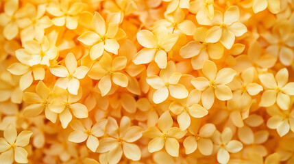 Wall Mural - a close-up, top-down view of osmanthus flowers spread across the entire frame, filling the image with their vibrant orange-yellow color and delicate, star-shaped petals