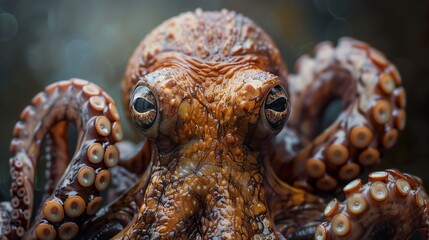 Close-Up of an Octopus's Eye and Tentacles