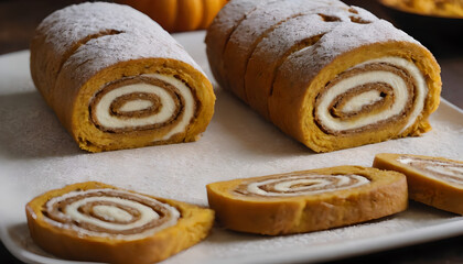 pumpkin roll dessert on a plate