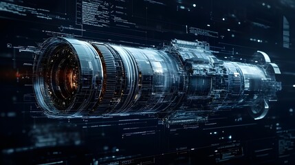 Wall Mural - futuristic spaceship blueprint images with a focus on engines and navigation design