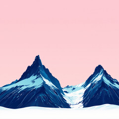 Wall Mural - Two tall mountain peaks with snow and a glacier in between