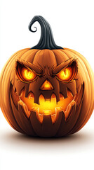 Canvas Print - A menacing jack-o'-lantern with glowing eyes and a wide grin.