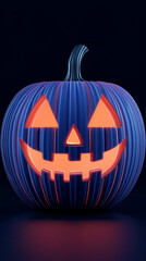 Canvas Print - A glowing jack-o'-lantern with a toothy grin.