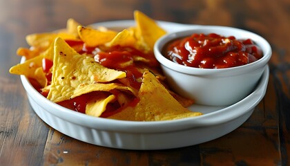 Zesty red tomato salsa paired with crunchy corn tortilla chips