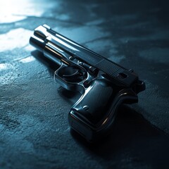 Sleek Handgun on Dark Surface