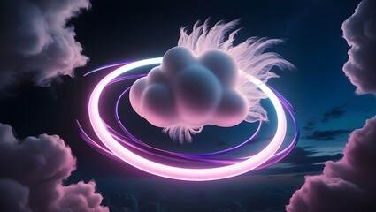 Wall Mural - background with clouds and stars