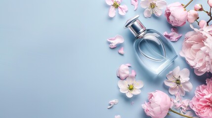 Poster - Blue_pink_simple_atmosphere_perfume_flower_makeup