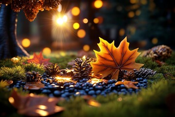 a vibrant forest landscape, with every leaf, branch, and patch of sunlight rendered in hyper-realist