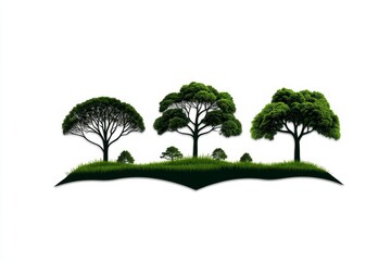 Wall Mural - Simple forest outline, with trees depicted in a minimalist style, symbolizing forest preservation and growth