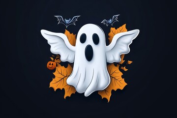 Wall Mural - Simple ghost outline, representing a Halloween ghost decoration in a minimalist style