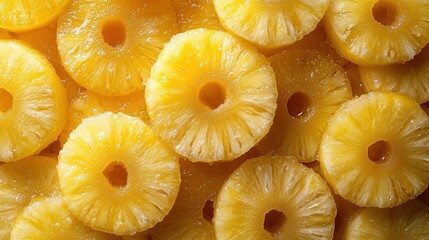 A close up of a bunch of pineapple slices