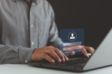 Aufkleber - Login with username and password. secure access to user's personal information, cyber security and data protection, information security and encryption, secure Internet access, and cybersecurity.