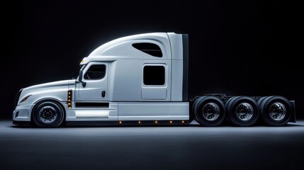 Canvas Print - A sleek, modern semi-truck in a dramatic lighting setup, showcasing its design and features.