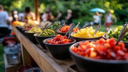 Poster - A vibrant display of fresh ingredients in bowls for a gathering or event.