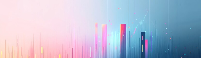 Poster - Abstract digital visualization with colorful vertical lines and gradients.