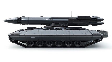 Wall Mural - Futuristic Military Tank with Mounted Missile System