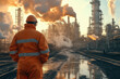 © Nathasa - Engineer standing at Industrial view at oil refinery plant from industry zone.