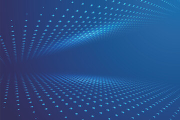 Wall Mural - color half-tone blue dots extend the space technology background