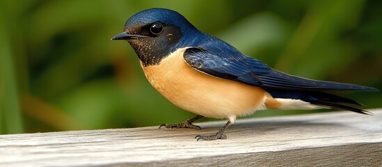 Wall Mural - Tree Swallow Bird on a Wooden Railing