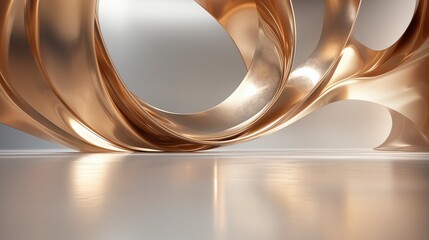 Abstract Smooth Metallic Champagne Swirl Curves with Gold and Silver Fusion on a Sleek Background: Elegant, Luxurious Modern Design for High-End Product Ads, Technology Showcases, and Fashion Magazine