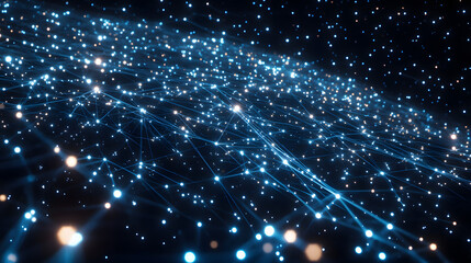 Wall Mural - dark blue digital background technology technological operations neural network ai big data transmis