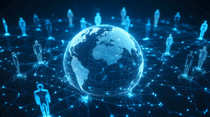 Wall Mural - business network diverse group of people connection connected digital technological communication in