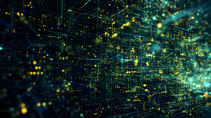 Wall Mural - green digital background technology technological operations neural networks ai big data transmissio