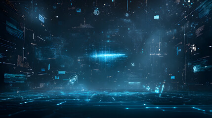 Wall Mural - blue digital background technology technological operations neural networks ai big data transmission