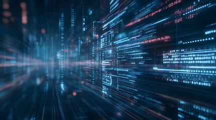 Wall Mural - blue digital background technology technological operations neural networks ai big data transmission