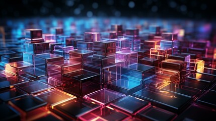 Canvas Print - A colorful image of a city made of cubes