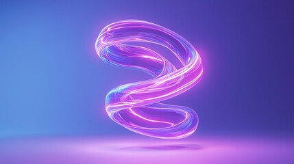 Poster - Abstract Neon Swirl on Purple Background.