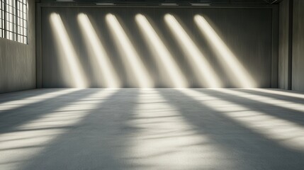 Sticker - Industrial Interior with Sunlight Streaming Through Windows.