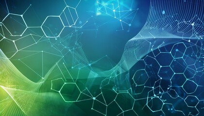 Abstract blue green tech mesh