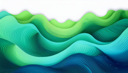 abstract waves of green and blue that are isolated on a clear or white background