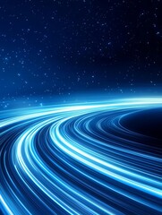 a stunning blue light trail swirls through a starry space background, creating a mesmerizing cosmic 