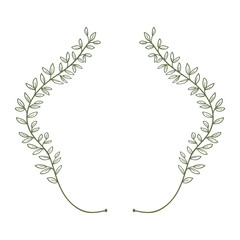 Wall Mural - Leaves vines line shape border hand drawn collection-Vector