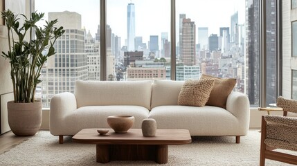 a luxurious and stylish living room in a new york city appartement