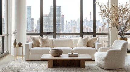 a luxurious and stylish living room in a new york city appartement