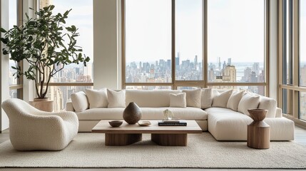 Wall Mural - a luxurious and stylish living room in a new york city appartement