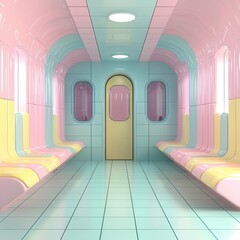 Sticker - Pastel Subway Interior.